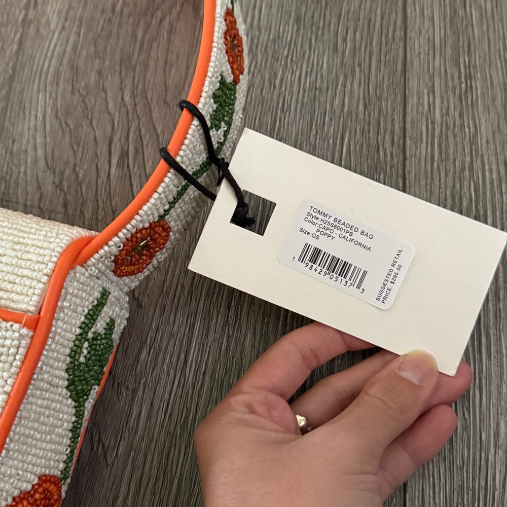 NWT STAUD Tommy Beaded Bag, California Poppy - Picture 7 of 9